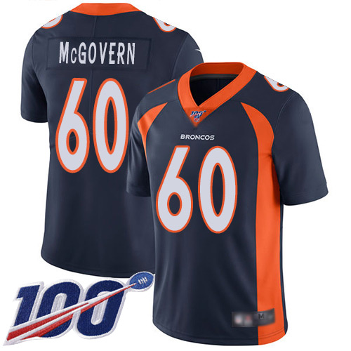 Men Denver Broncos #60 Connor McGovern Navy Blue Alternate Vapor Untouchable Limited Player 100th Season Football NFL Jersey